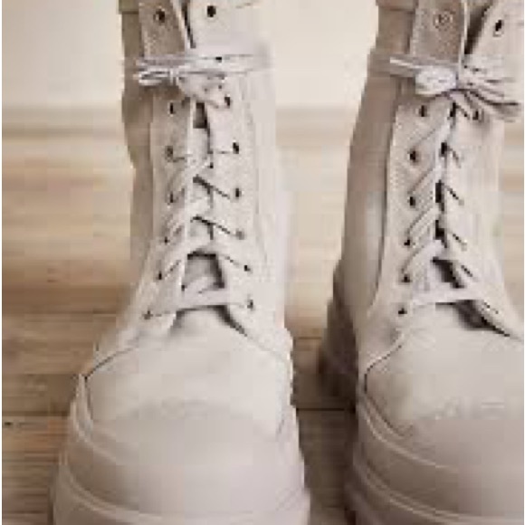 Free People Camp Out womens canvas lace up military boot in Dove Grey size 8 - Picture 12 of 15